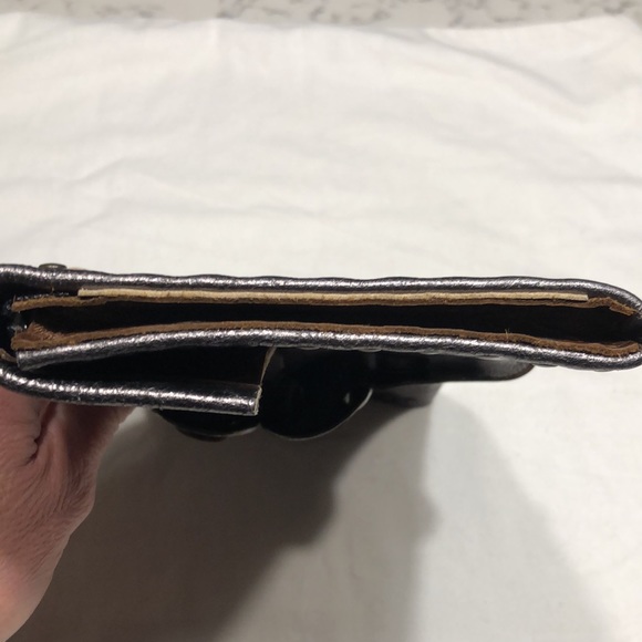 ReBel Double Oval Brass Clutch in Platinum Leather - Picture 7 of 12